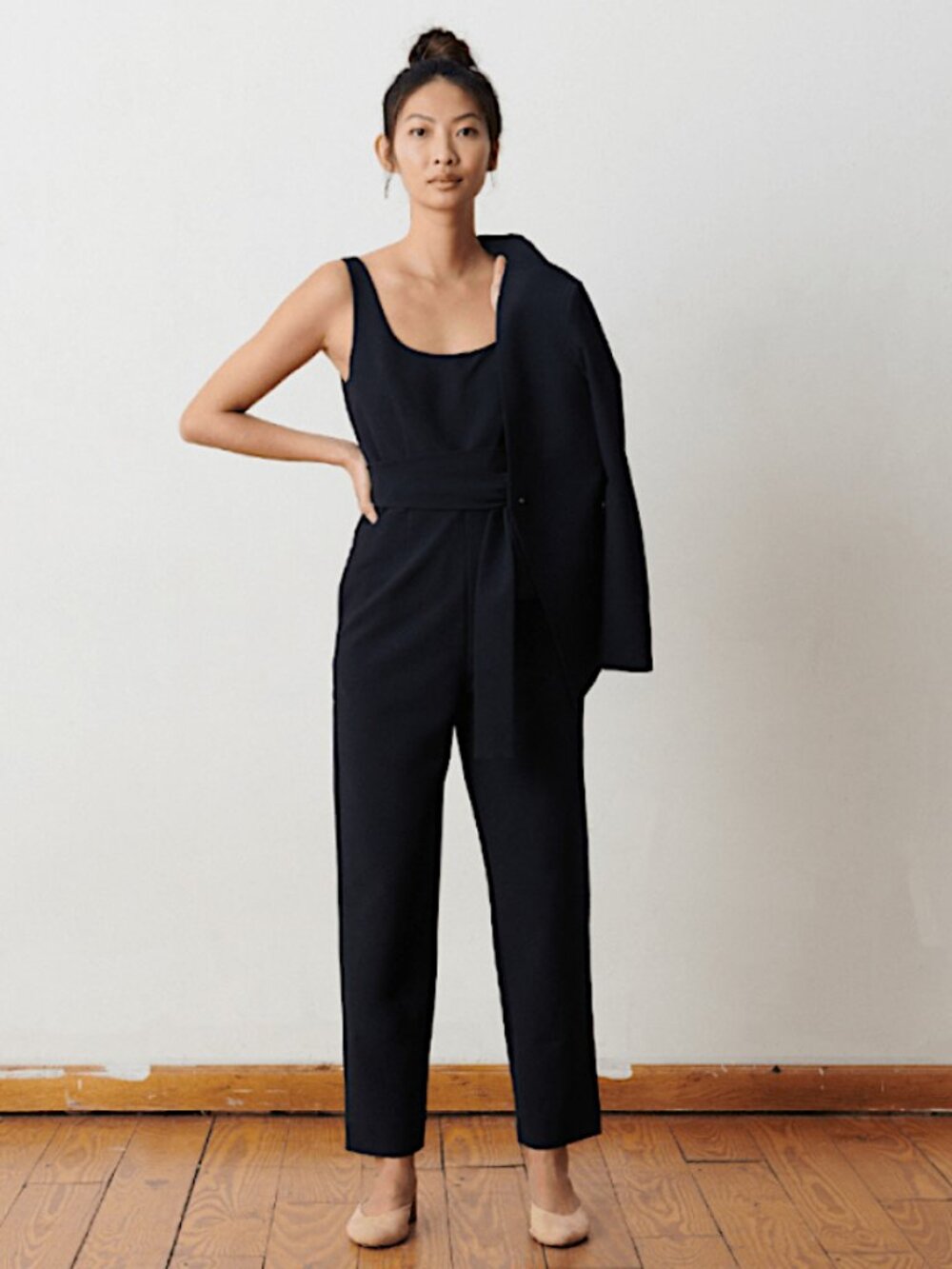 ADAY Dark Navy "Power Suit" Wide-Leg Jumpsuit - Sz M